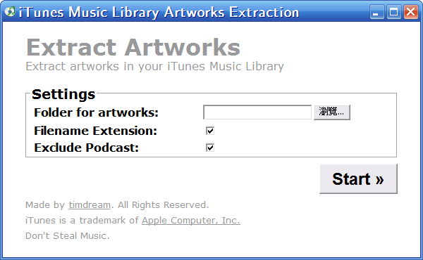 Screenshot of iTunes Artwork Extractor